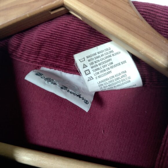 Bobbie Brooks Shirt XL Button Up Embroidered Leaf Leaves Maroon Corduroy Nature - Picture 10 of 10